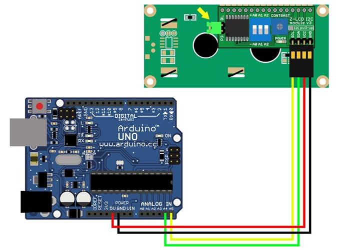 Esquema de conexão da tela ao Arduino através de um conversor