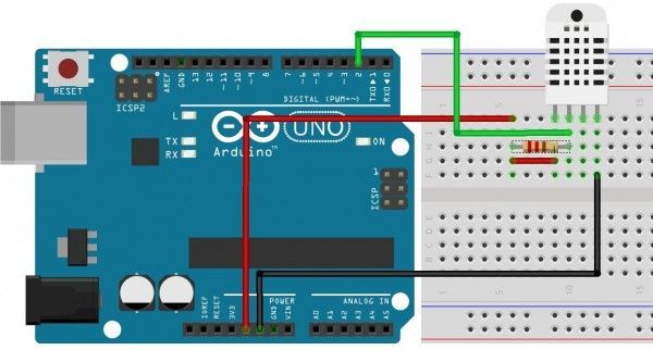 Schemat podłączenia czujnika wilgotności do Arduino