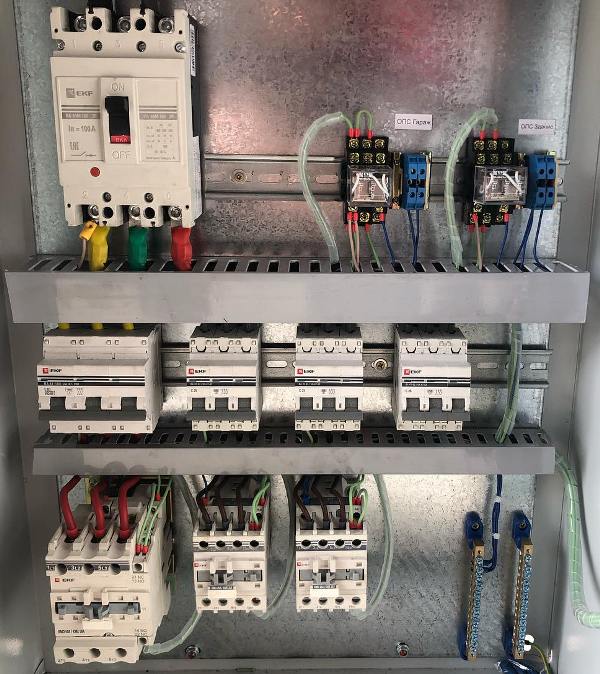 Panel elektryczny z wyłącznikami i rozrusznikami magnetycznymi