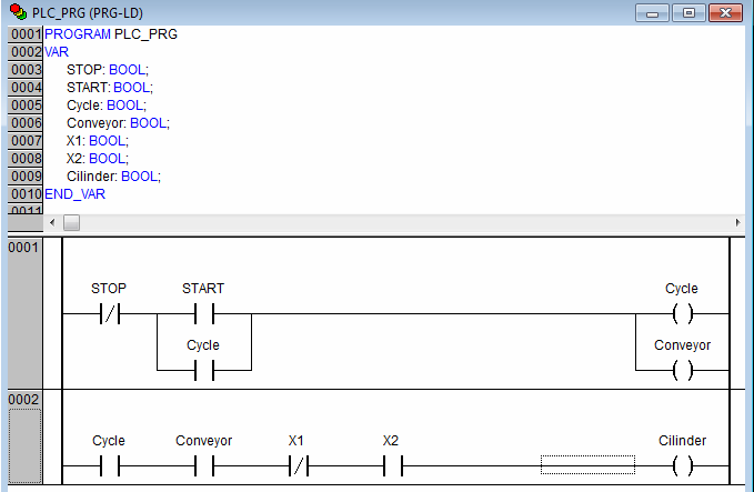 Programme à contacts pour automates programmables dans le système de rejet automatique de bouteilles CodeSys